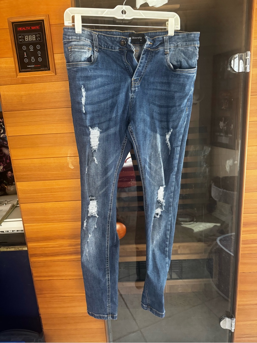 Skinny Distressed Men's Jeans - Dark Blue